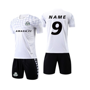 2024 Kit de Football blanc de haute qualité nouveau motif à carreaux maillot haut technologie de Sublimation Logo impression équipe unisexe ensemble pour enfants - Product Image 3
