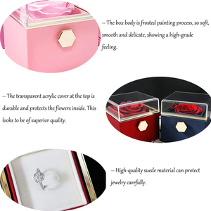 Caja de Regalo de Joyería con Diseño de Rosa Giratoria, Caja de Anillos de Acrílico para el Día de San Valentín, Caja de Almacenamiento de Collares, Expositor de Joyería, Regalos - Product Image 6