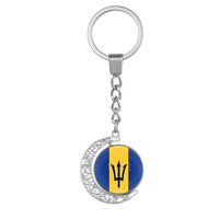 Porte-clés rotatif personnalisé en forme de lune, en alliage creux avec cabochon double face et motif drapeau panafricain