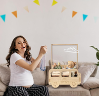 Organisateur de rangement pour bébé en bois rustique écologique, porte-manteau, étagère multifonctionnelle, gain de place, panier à vêtements pour chambre à coucher, garçons