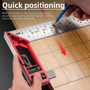 Règle de mesure multi-angles 90/45 degrés, outil manuel, <span class=keywords><strong>équerre</strong></span> <span class=keywords><strong>combinée</strong></span> avec trous pour le travail du bois - Product Image 1
