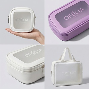 Bolsa de Cosméticos em PVC Transparente, Bolsa de Viagem Portátil para Produtos de Higiene com Logo Impresso, Estojo de Maquiagem à Prova d'Água para Mulheres - Product Image 2