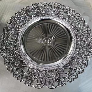 Plateau à fruits en dentelle vintage de luxe, lourd, à bords irréguliers, or, argent, or rose, noir, plateau décoratif - Product Image 3