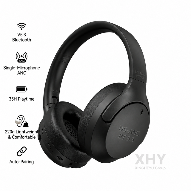 Ready Ship D5 ANC for 5.4 Over-Ear Wireless Headphones Active Noise Cancelling 35H HiFi Music Type-C Charging Dynamic AAC