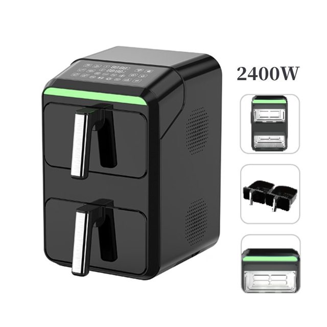 Multifunctional High Quality Air Fryer 2 Basket Red Green Led 4.5L 9L Fat Free Air Fryer Stack Double Air Fryer with Dual Basket