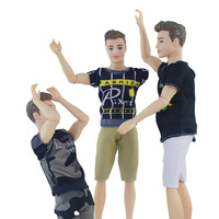 Werks bedarf 30cm bewegliche Gelenke Kunststoff Hübscher Junge Spielzeug puppen Kleidung Jeans hose Lose Weste Set Puppen kleidung Zubehör