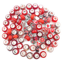 Grosir Gemerlap Lubang Besar DIY Spacer Beads untuk Membuat Perhiasan Bead Fit Charm Gelang Ular Rantai Kalung