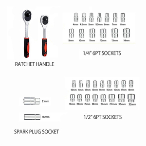 Lớn cao cấp 108PC ô tô hộp công cụ cho xe cơ khí chất lượng 1/2 1/4 ổ đĩa cờ lê ổ cắm Bộ - Product Image 5