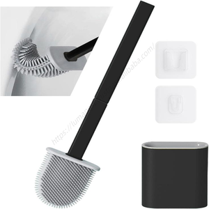 Brosse de nettoyage de toilettes intelligente en silicone noir détachable avec support, nouveau style, vente en gros 2025 - Product Image 1