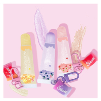 Brillant à lèvres avec porte-clés avec emballage personnalisé porte-clés accessoires clair mignon naturel étanche CE enfants végétalien rose liquide OEM