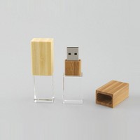 Clé USB en bois de luxe avec LED, clé USB en cristal, logo lumineux, cadeau de mariage, clé USB en verre, clé USB pour la photographie