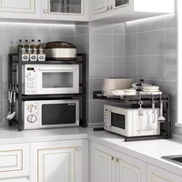 Étagère de four à micro-ondes en métal à 3 niveaux réglable, support extensible pour grille-pain et four