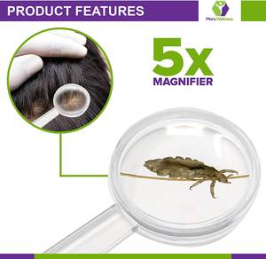 Los piojos de la cabeza peine mango de plástico nit peine con 5x lupa de vidrio y más los dientes peine para piojos Peigne un poux Kamm aus piojo - Product Image 6