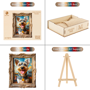 Vintage Frame Schnauzer Dog Wooden <b>Puzzle</b> Irregular Unique Shaped Wood Jigsaw <b>Puzzle</b> Adult Brain Teaser <b>Game</b> Pet Lover Gift Home - Product Image 3