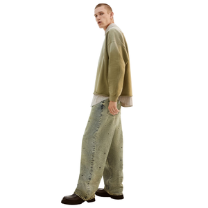 Suéter de Punto Holgado para Hombre - Tejido Grueso 100% Algodón, Hombros Caídos, Estilo Urbano, Cuello Redondo - Product Image 3