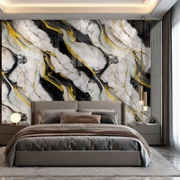 Plaque murale décorative WYRAX en PVC UV effet marbre noir et or 4x8ft 3.0mm pour application murale d'entrée d'hôtel