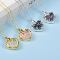 Pendentif en cristal en forme de cœur, améthyste, gravier, pierre précieuse de guérison, puces de quartz, rose, vente en gros