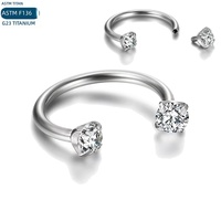 Piercing de titanio F136 con circonita para nariz, labio, oreja, hélix, barra de herradura, rosca interna, joyería para piercing corporal, septum, ceja