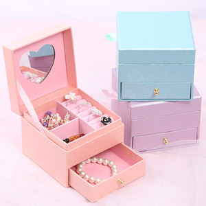Boîte de rangement pour bijoux exquise, boîte à bijoux multifonctionnelle créative avec miroir, vente en gros de boîtes à bijoux compactes - Product Image 2