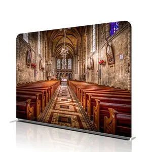 8x8ft 양면 인쇄 베갯잇 커버 10ft 휴대용 광고 팝업 배경 전시 교회 조정 가능