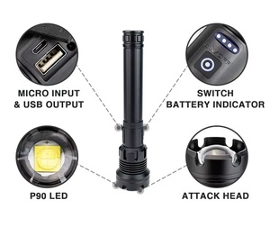 Siêu Sáng <span class=keywords><strong>Torch</strong></span> Ánh Sáng Có Thể Sạc Lại 10000 Lumens Công Suất Cao Zoom <span class=keywords><strong>LED</strong></span> Xhp90 Mạnh Mẽ Đèn Pin - Product Image 6
