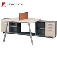 Bureau de travail en banc pour employés LEADCOM G-FN624B, bureau de direction écologique E0 avec armoire de rangement intégrée