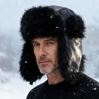 Bonnet d'hiver unisexe en cuir PU avec fourrure, doublure polaire épaisse, chaud, protège-oreilles, pour cyclisme, broderie jacquard, adulte