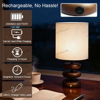 Lampe d'ambiance LED moderne et écologique avec base en bois de caoutchouc empilable, lumière douce et chaude, lampe de table décorative pour chambre à coucher, salon, maison