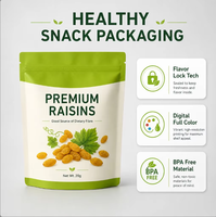 Sachet Doypack personnalisé imprimé numériquement, finition mate, 20g, pour raisins secs de qualité supérieure, snacks aux fruits, emballage alimentaire sain