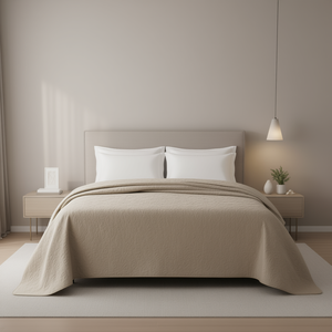 Juego de Cubrecamas Reversibles Db Color Caqui, Tamaño Queen, Tejido Liso, 4 Piezas, para Hogar y Hotel, Poliéster Desechable - Product Image 2