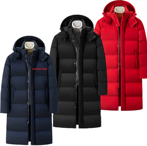 Men's Long Hooded Down Puffer Jacket Windproof Casual <b>Thick</b> <b>Winter</b> <b>Coat</b> Solid Black Zipper Closure Regular Fit - Product Image 5