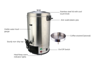 Percolador de café comercial de acero inoxidable de 15L, urna de café, 100 tazas, <span class=keywords><strong>cafetera</strong></span> con Control automático de temperatura - Product Image 4