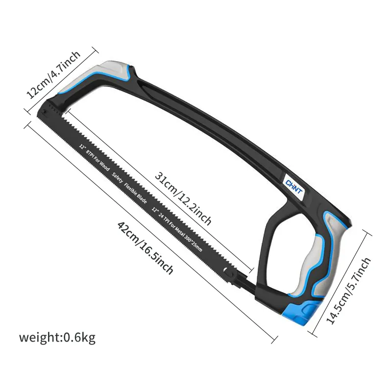 Cadre de scie à métaux tubulaire réglable en bois à coupe rapide 300g avec lame de scie.
