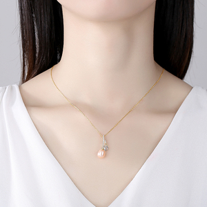 สร้อยคอจี้มุก PAG&<span class=keywords><strong>MAG</strong></span> เงินแท้ S925 สร้อยคอผู้หญิงประดับเพชรคิวบิกเซอร์โคเนียขนาดใหญ่ ขายส่ง - Product Image 3