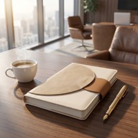 Carnet A5 en cuir PU rigide avec logo personnalisé, porte-stylo, papier ligné 100 g/m², agenda de luxe pour affaires, ensemble de papeterie cadeau, bureau