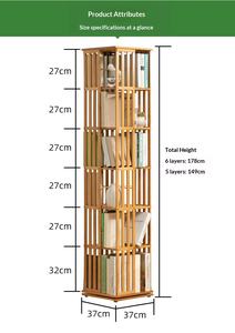 Étagère à livres moderne rotative à 360 degrés en bambou à 6 niveaux, bibliothèque pour enfants, rangement <span class=keywords><strong>invisible</strong></span> pour étudiants, salon - Product Image 6