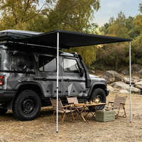 Auvent de voiture rétractable à coque rigide - Type à armature droite en aluminium Oxford imperméable 4x4 tout-terrain pour camping en extérieur