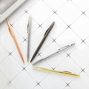 Stylos à bille fins gravés au laser avec logo personnalisé - Métal argenté/doré, écologiques, rechargeables, promotionnels pour les enseignants et les entreprises - Product Image 2