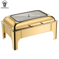 Fournitures hôtelières en gros : Ensemble de réchauds de buffet ronds de luxe en acier inoxydable 9L pour événements de restauration