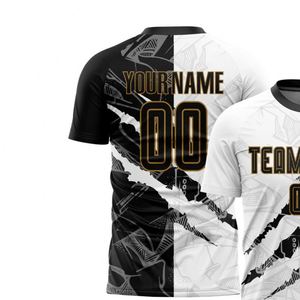 Maillot de football noir et blanc à manches courtes, respirant, léger, séchage rapide, pour entraînement et matchs - Product Image 3