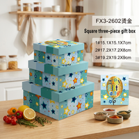 Lot de 3 boîtes cadeaux oblongues en carton rigide avec motif étoile en relief, en matériaux recyclés, pour l'emballage de cadeaux d'anniversaire pour enfants