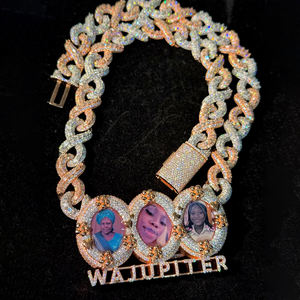 Cadena con colgante de letras con foto personalizada de fábrica, collar con colgante de joyería de lujo con diamantes de moissanita VVS de Plata de Ley 925 para regalo - Product Image 4