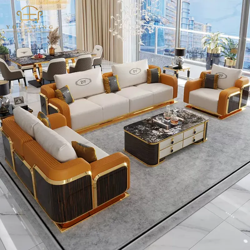 أريكة مقطعية ناعمة لغرفة المعيشة أريكة بنية على شكل حرف U أريكة فاخرة عصرية للمنزل