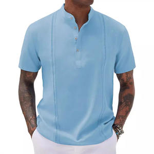 Camiseta de Manga Corta para Hombre, Color Sólido, con Botones, Transpirable, para Verano, Tallas S M L XL XXL - Product Image 2