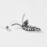 Divertido y Único Anillo para Ombligo con Colgante de Pene Móvil de Acero Inoxidable, Joyería Punk Hip-Hop para Piercing Corporal
