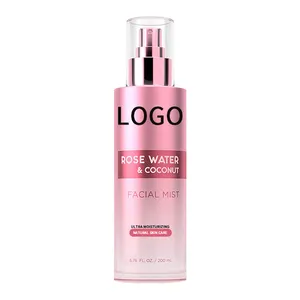 Skincare profissional logotipo privado, 200ml, suavização, hidratante e côco e toner facial de água rosa