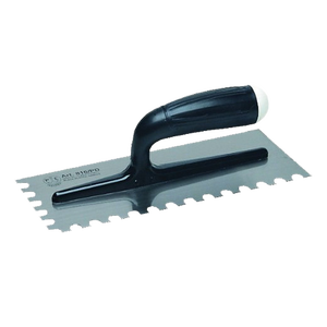 PAVAN Left-Handed Notched <b>Trowel</b> '816/PD' 28x12 Cm-5x7 mm Teeth Carbon Steel/Plastic/Rubber Blades for Cement <b>Plaster</b> Work - Product Image 2