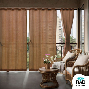 Sand Dune <b>Eyelet</b> Outdoor <b>Curtains</b> 180 GSM with Warm Beige Tone and Soft Light Filtering Fabric for Elegant Balcony Patio - Product Image 4