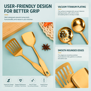 Ustensiles de cuisine miniatures modernes pour enfants : Cuillère en acier inoxydable, spatule à frire, passoire, vaisselle durable - Product Image 4
