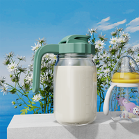 Recipiente de Almacenamiento para Leche Materna, Jarra de Vidrio Mason de 32 oz con Vertido Fácil para Leche Materna